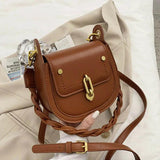 Vintage PU Leather Saddle Bags Crossbody Handbag