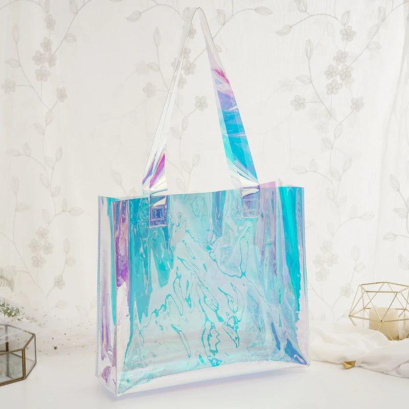 Transparent PVC Laser Holographic Tote Handbag