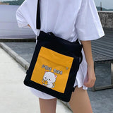 Dog Cat Crossbody Bag Zipper Oxford Shopping Bags Cartoon Printed Shoulder Bags