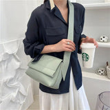 PU Shoulder Bags Hasp Wide Strap Cross Body Student All-match Texture Large Capa