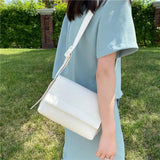 PU Shoulder Bags Hasp Wide Strap Cross Body Student All-match Texture Large Capa