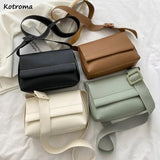 PU Shoulder Bags Hasp Wide Strap Cross Body Student All-match Texture Large Capa