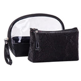 2PCS Lace Cosmetic Bag Transparent PVC Travel Toiletry Bag Zipper Purse BB68