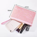 2PCS Lace Cosmetic Bag Transparent PVC Travel Toiletry Bag Zipper Purse BB68