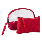 2PCS Lace Cosmetic Bag Transparent PVC Travel Toiletry Bag Zipper Purse BB68