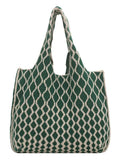 Red Knitting Shoulder Bag Large Capacity Tote Women's Handbag