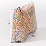 2PCS Fish Scales Laser Make Up Bag Transparent PVC Cosmetic Bag Waterproof