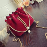 Velvet Mini Bucket Bag Chain Small Shoulder Bag