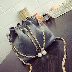 Velvet Mini Bucket Bag Chain Small Shoulder Bag