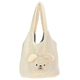 Bear Pattern Plush Shoulder Bag Large Capacity Tote