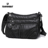 Women's Soft Leather Shoulder Bag Crossbody Multi-layer Small Messenger Handbag