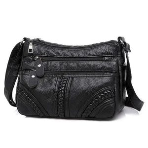 Women's Soft Leather Shoulder Bag Crossbody Multi-layer Small Messenger Handbag
