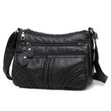 Women's Soft Leather Shoulder Bag Crossbody Multi-layer Small Messenger Handbag