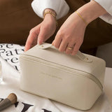 Large Capacity Travel Makeup Bag Portable PU Leather Cosmetics Toiletry Storage