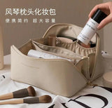 Large Capacity Travel Makeup Bag Portable PU Leather Cosmetics Toiletry Storage