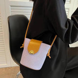 Woven Bucket Bag Straw Shoulder Messenger Bag