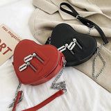 Heart Shape Shoulder Bag Women PU Leather Chain Crossbody Bag