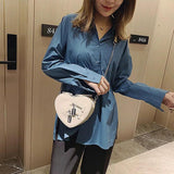 Heart Shape Shoulder Bag Women PU Leather Chain Crossbody Bag