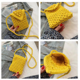 Casual Cotton Thread Mini Phone Bag Hand-woven Shoulder Crossbody Bag