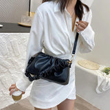 Solid Pleated Tote Bag Soft Leather Women's Handbag Travel Shoulder Armpit Bag
