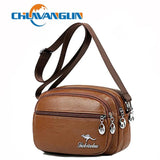 Chuwanglin Soft PU Leather Ladies Shoulder Messenger Bag Double Zipper Bolsa