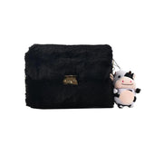 Winter Plush Chain Shoulder Bag Faux Fur Flap Handbag Party Clutch