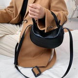 Vintage Stone Pattern PU Leather Crossbody Bag for Women
