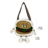 Cartoon Burger Canvas Shoulder Bag with Zipper