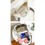 Cartoon Burger Canvas Shoulder Bag with Zipper