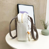 Cartoon Burger Canvas Shoulder Bag with Zipper