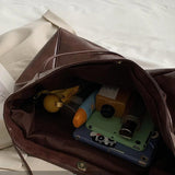 Vintage PU Leather Shoulder Bag for Women Large Capacity