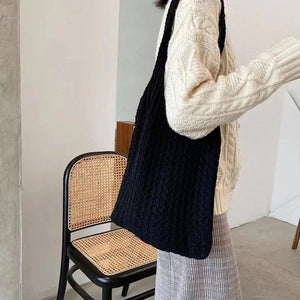 Casual Knitted Shoulder Bag Large Tote Beach Travel Handbag