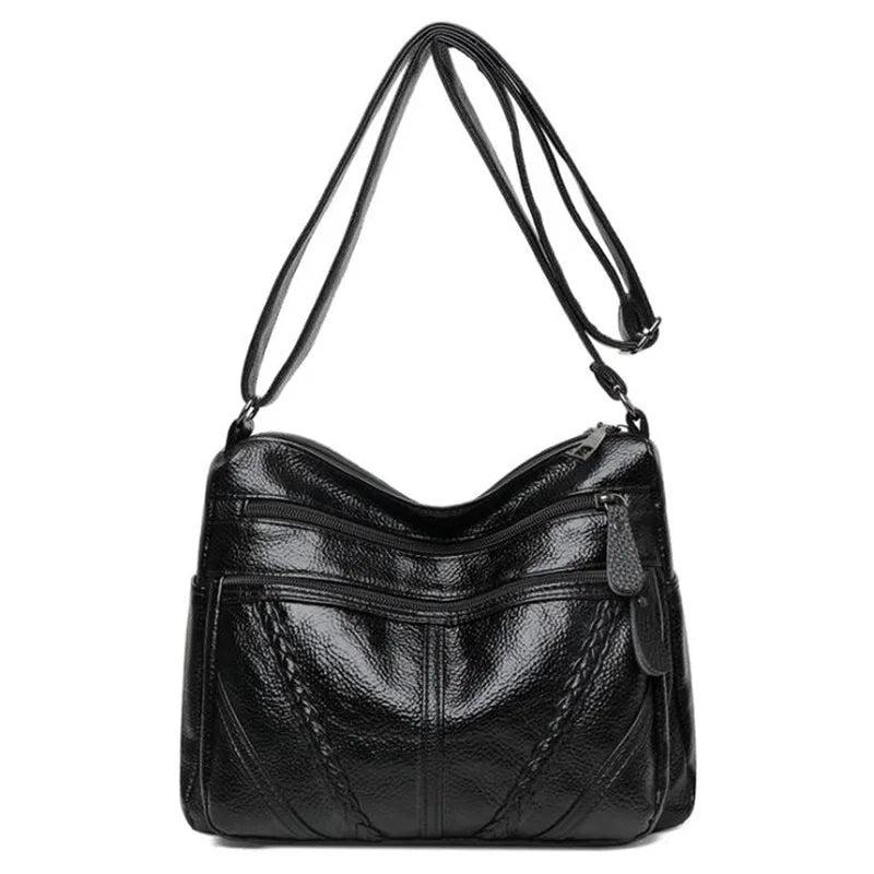 Women's Soft Leather Shoulder Bag Handbag Multi-Layer Classic Crossbody Bag