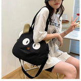 Cat Cartoon Canvas Shoulder Bag for Women