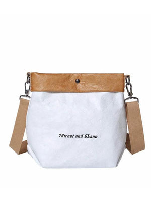 Canvas Bucket Bag Shoulder Crossbody Contrast Handbag Letter Tote Commuter