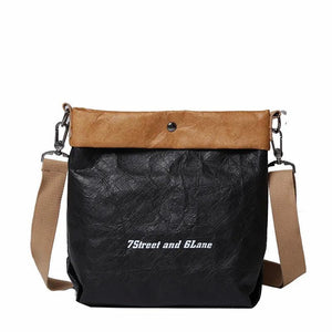 Canvas Bucket Bag Shoulder Crossbody Contrast Handbag Letter Tote Commuter