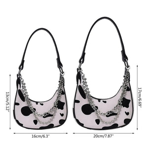 Cow Print Shoulder Bag Clutch Purse Underarm Handbag Satchel