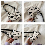 Cow Print Shoulder Bag Clutch Purse Underarm Handbag Satchel