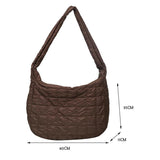 Vintage Checkered Nylon Shoulder Bag Women Large Capacity Crossbody Bags