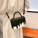 Women Pu Leather Shoulder Bag Square Flap Handbag with Long Strap