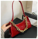 Women's Crocodile Pattern Chain Bag for Travel
