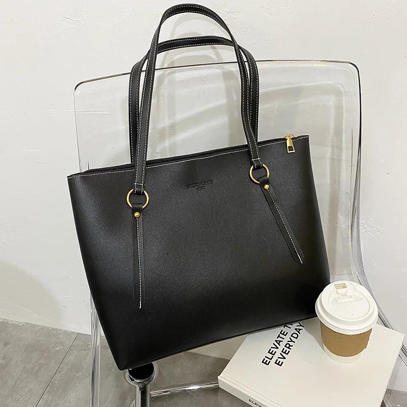 Women's Large Capacity Shoulder Bag with Zipper Closure
