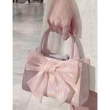 Sweet Bowknot Women Small Square Shoulder Bag Flap PU Leather Clutch