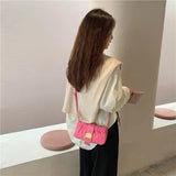Canvas Vintage Baguet Bag Pink Summer Handbags Long Strap Women Messenger Bags