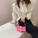 Canvas Vintage Baguet Bag Pink Summer Handbags Long Strap Women Messenger Bags