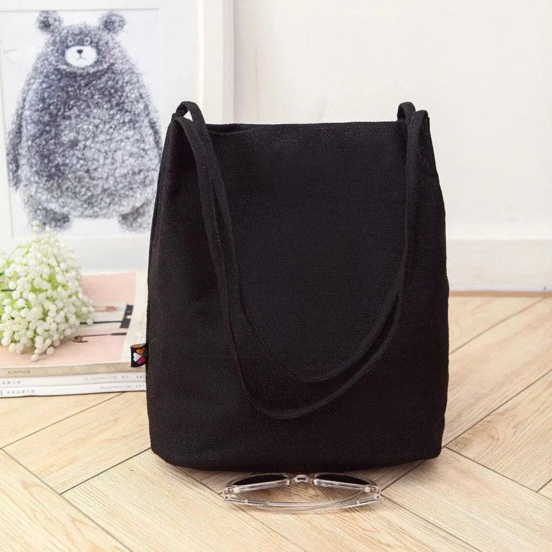 Linen Eco Reusable Foldable Women Shoulder Bag Vintage Books Travel Tote
