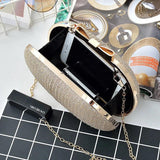 Golden Evening Clutch Bag Metal Bow Bridal Handbag Chain