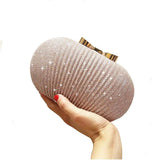 Golden Evening Clutch Bag Metal Bow Bridal Handbag Chain