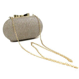 Golden Evening Clutch Bag Metal Bow Bridal Handbag Chain