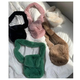 Winter Solid Female Girls Underarm Bag Soft Plush Shoulder Bags